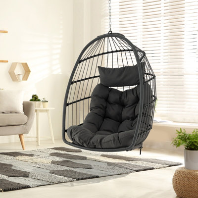 Costway Hanging Egg Chair Egg Swing Hammock Chair w Head Pillow Large Seat Cushion