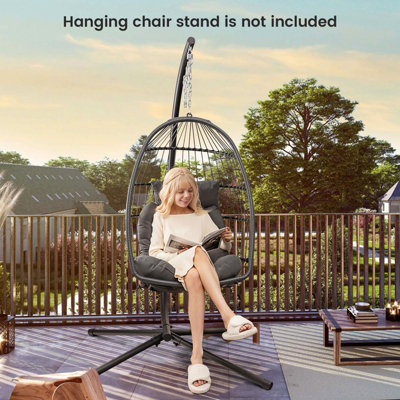 Costway Hanging Egg Chair Egg Swing Hammock Chair w Head Pillow Large Seat Cushion DIY at B Q