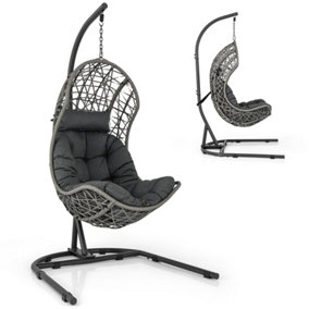 Costway Hanging Egg Chair w/ Stand Indoor Outdoor Patio Wicker Swing Chair