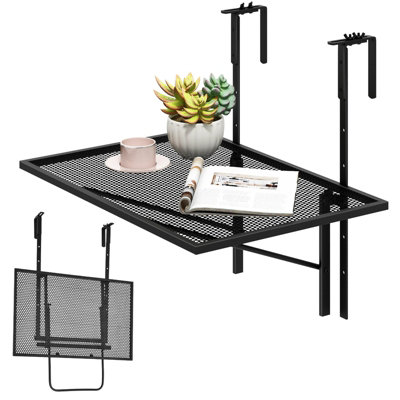 Costway Hanging Storage Rack Folding Table Planter Balcony Flower ...