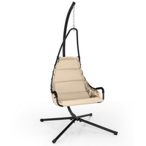 Costway Hanging Swing Chair W/ Heavy-Duty Metal Stand Hammock W/ Extra Large Padded Seat