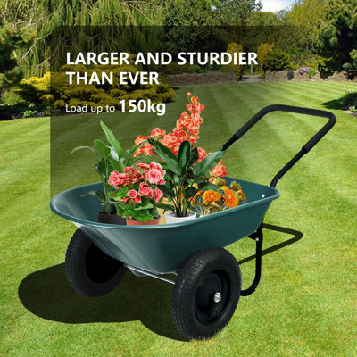 Costway Heavy Duty Plastic Two Wheeled Garden Yard Wheelbarrow ...