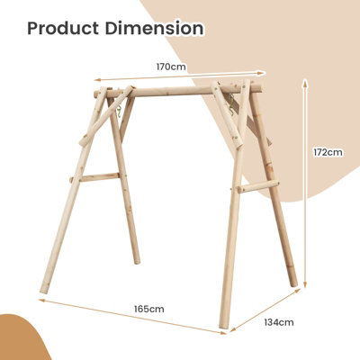 Costway Heavy Duty Wooden Swing Frame Large A-Frame Swing Stand w ...