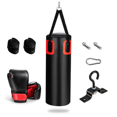 Costway Heavy Hanging Punching Bag Set 25.5 kg Boxing Bag W 12 oz Punching Gloves