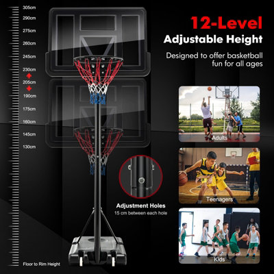 1.55-3.1M Height Adjustable Basketball Hoop With Wheels