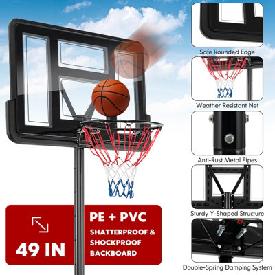 Costway Height Adjustable Basketball Hoop System Wheels & Fillable Base Basketball Goal - 7