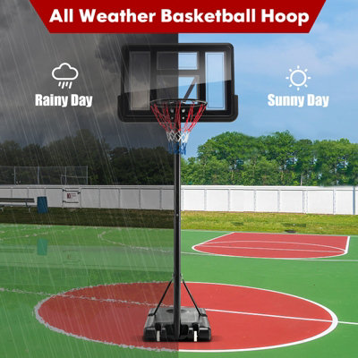 Costway Height Adjustable Basketball Hoop System Wheels & Fillable Base Basketball Goal - 8