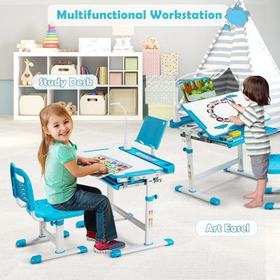 Height Adjustable Kids Study Desk and Chair Set - Costway