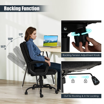 COSTWAY Height-adjustable Office Chair Ergonomic Computer Chair-Black