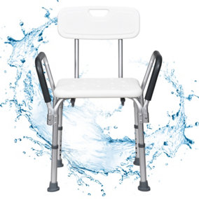 Costway Height Adjustable Padded Tub Bath Seat Disability Shower Chair Stool W/ Armrest