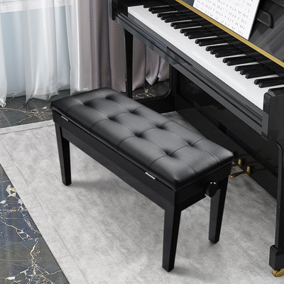 Wooden Piano Stool With Storage PU Leather Seat Clevich Piano Bench ...
