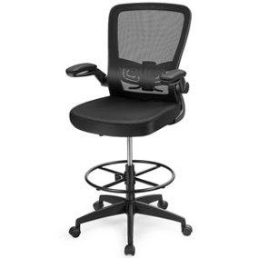 Costway High Back Mesh Drafting Chair Tall Office Chair Rolling Ergonomic Desk Chair