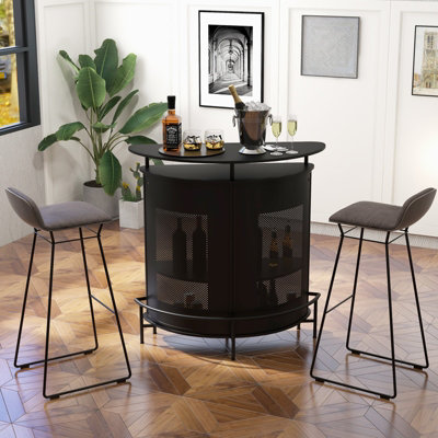 Costway Home Bar Table Industrial 4-Tier Curved Countertop Table Wine Storage Cabinet