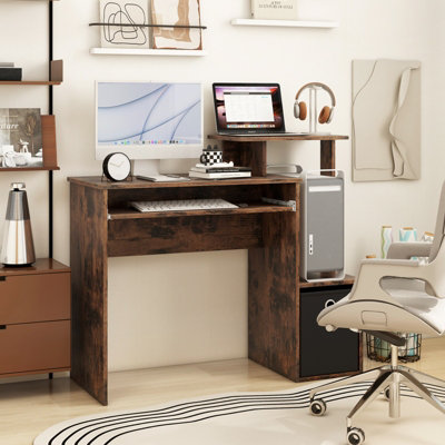 COSTWAY Home Office Computer Desk w/ Pull-out Keyboard Tray 100 x 40 cm ...