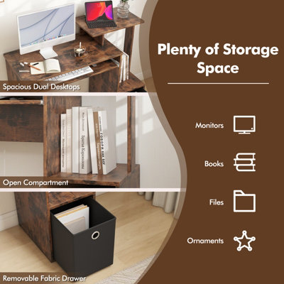 COSTWAY Home Office Computer Desk w/ Pull-out Keyboard Tray 100 x 40 cm ...