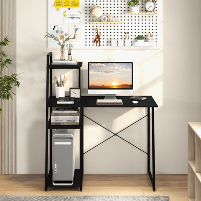 COSTWAY Home Office Desk Computer Desk PC Laptop Table w/ Bookshelf ...