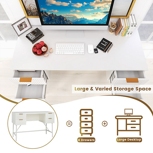 Costway Home Office Desk Computer Desk Study Writing Table Costway Home Office Desk Computer Desk Study Writing Table