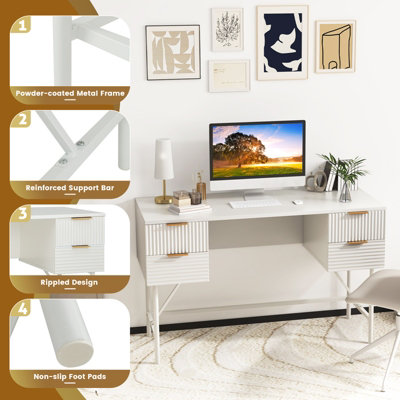 Costway Home Office Desk Computer Desk Study Writing Table PC Workstation W/ 4 Drawers