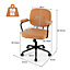 Costway Home Office PU Leather Desk Chair Upholstered Swivel Task Chair W/ Rocking Backrest & Armrest