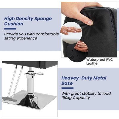 Costway Hydraulic Barber Chair Salon Chair Height Adjustable 360 Swivel ...