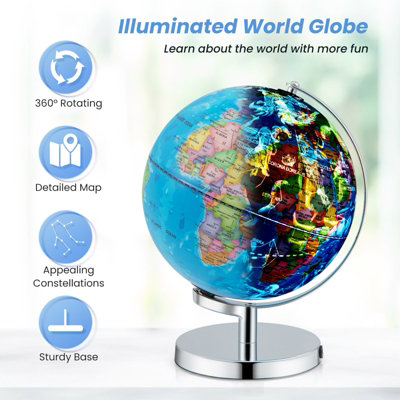 Globe For Kids Illuminated World Globe With Stand, 9