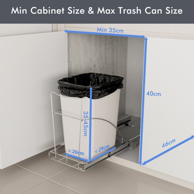 Costway In Cabinet Roll-Out Rack for Waste Bin Slide Out Waste Bin Shelf Fits 29 L Bins
