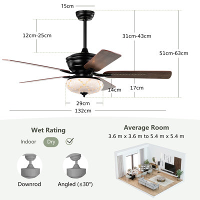 Costway Indoor Ceiling Fan w/ Light & Remote Control