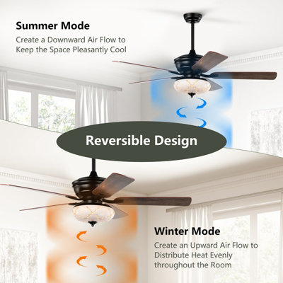 Costway Indoor Ceiling Fan w/ Light & Remote Control