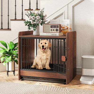 COSTWAY Indoor Dog Cage Crate Pet House End Table w Lockable Door