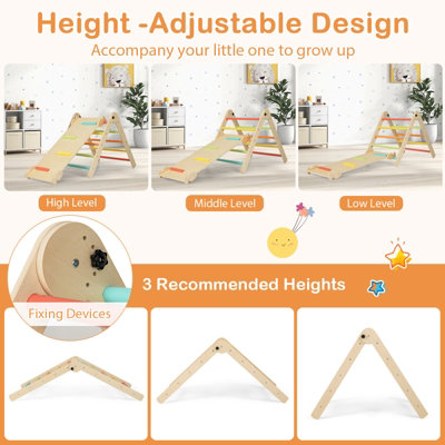 Costway Indoor Kids Climbing Toys Foldable Wooden Climber w/ Ramp Montessori Climbing Set for Children 3-14 - 5