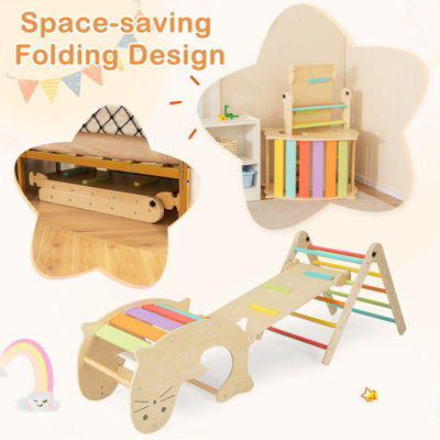 Costway Indoor Kids Climbing Toys Foldable Wooden Climber w/ Ramp Montessori Climbing Set for Children 3-14 - 6
