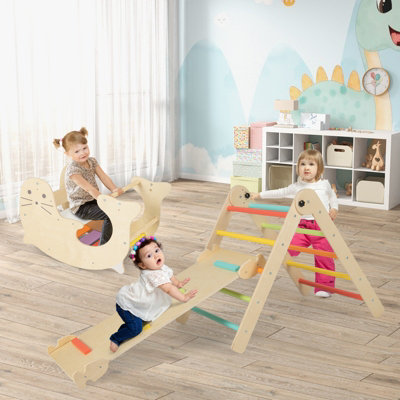 Costway Indoor Kids Climbing Toys Foldable Wooden Climber w/ Ramp Montessori Climbing Set for Children 3-14 - 9