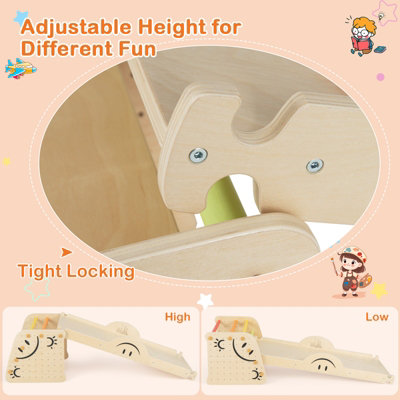 Costway Indoor Kids Climbing Toys Wooden Climber Set w/ Reversible Ramp - 4