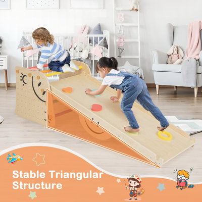 Costway Indoor Kids Climbing Toys Wooden Climber Set w Reversible Ramp