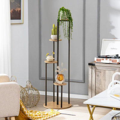COSTWAY Indoor Metal Plant Stand 125 cm Tall Corner Plant Shelf Display  Shelf