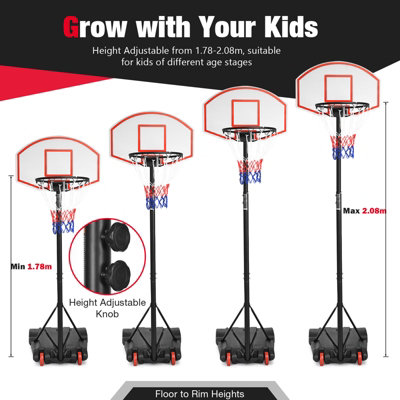 Costway Indoor Outdoor Basketball Hoop System Portable Basketball Stand - 5