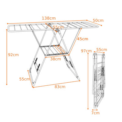 Costway Indoor Outdoor Foldable Clothes Drying Rack Adjustable Clothes Hanger W/ Shoe Holder