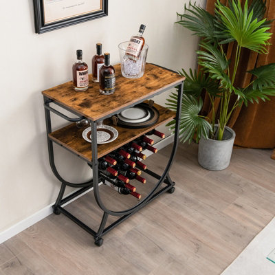 Costway Industrial Bar Cart Serving Cart Rolling Drink Trolley - 3