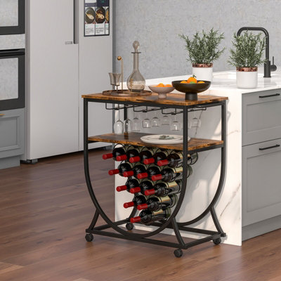 Costway Industrial Bar Cart Serving Cart Rolling Drink Trolley - 4