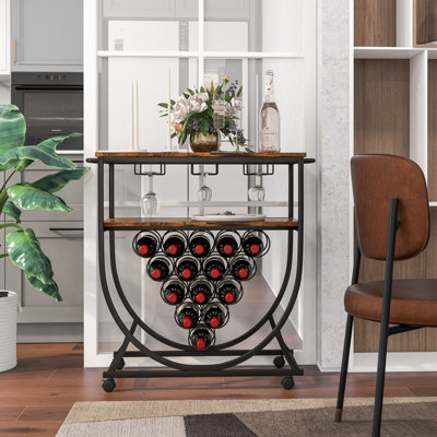 Costway Industrial Bar Cart Serving Cart Rolling Drink Trolley - 5