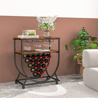Costway Industrial Bar Cart Serving Cart Rolling Drink Trolley - 6