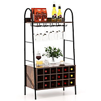 Costway Industrial Detachable Wine Bar Storage Sideboard Freestanding Wine Bar Cabinet