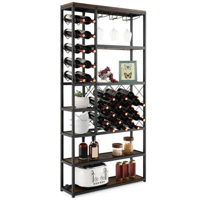 Barrel Wine Rack Wooden Free Standing 14 Bottle Storage Holder H50cm  Christow