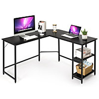 Costway Industrial L-Shaped Corner Computer Desk PC Table Large Workstation w/ Storage