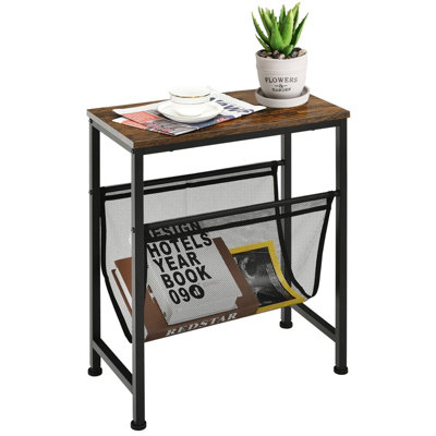 Costway Industrial Sofa Side Table w/ Magazine Holder Coffee Snack Table Laptop Desk