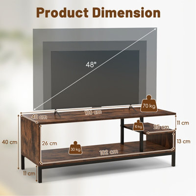 Costway Industrial TV Stand for TVs up to 48 Inches 3-Tier Entertainment Center