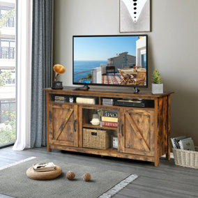 Costway Industrial TV Stand for TVs up to 65" Fireplace TV Stand Entertainment Center