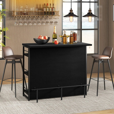 Costway Industrial Wine Bar Cabinet 4-Tier Kitchen Storage Sideboard Kitchen Island W/ Glass Holders - 4
