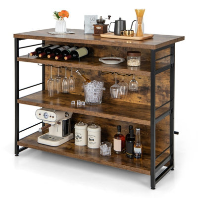 Costway Industrial Wine Bar Cabinet 4-Tier Kitchen Storage Sideboard ...