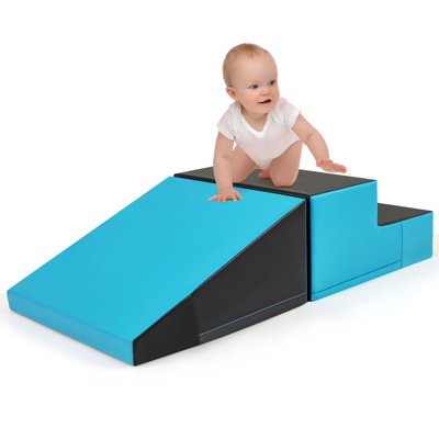 COSTWAY Infants Toddler Soft Play Set Toddlers Step and Slide Climber Black